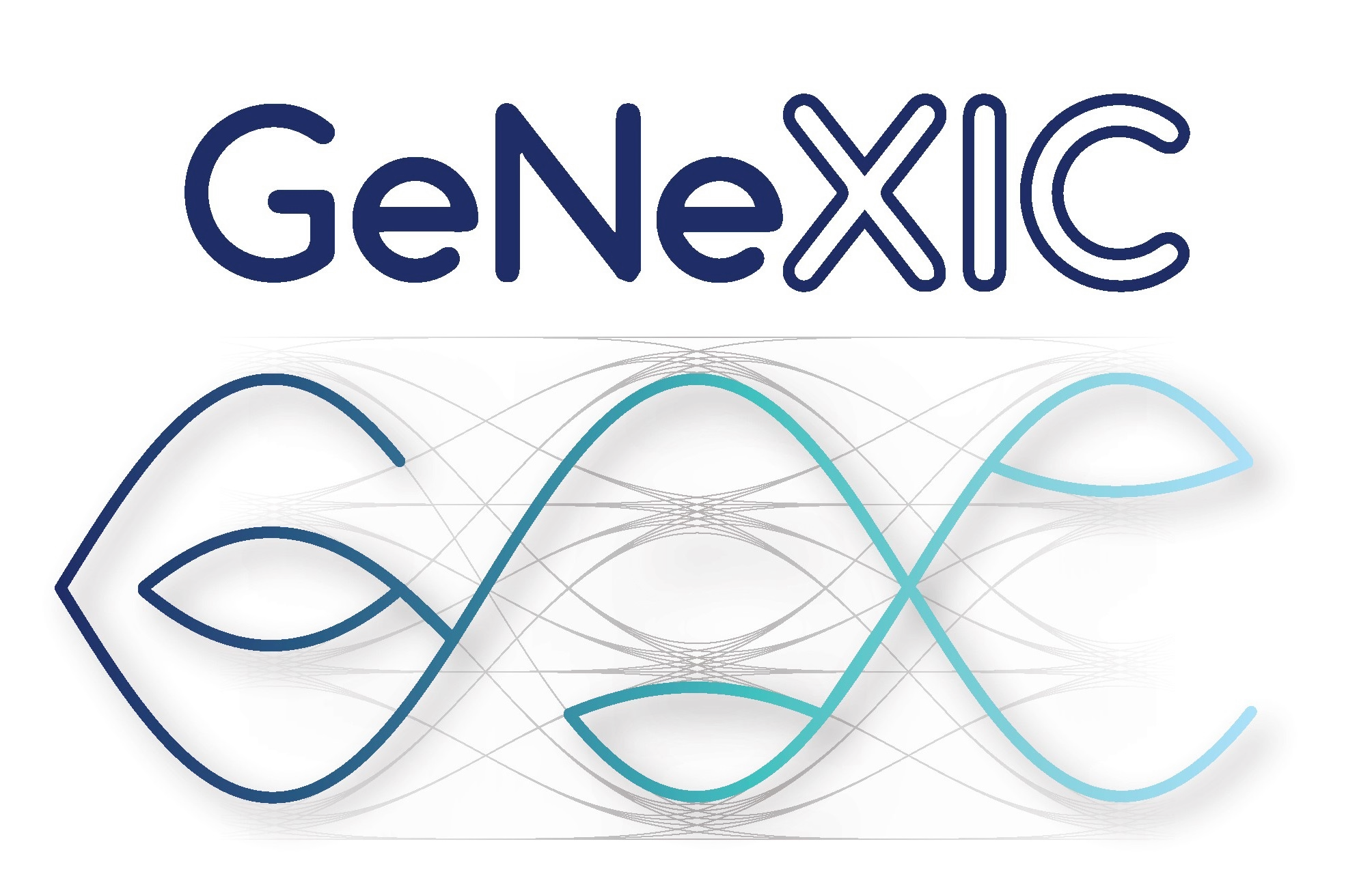 Logo of GeNeXIC with stylized DNA strand below the text.